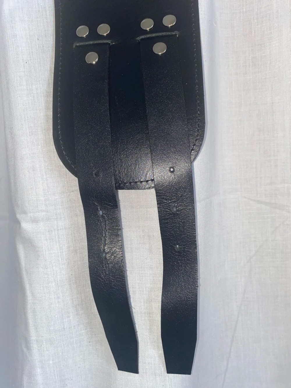 Wide Double Buckle Black Leather Stretch Belt - Picture 3 of 11